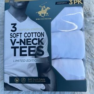 Beverly Hills Polo Club White V-Neck Tees 3-Pack New shirt size large